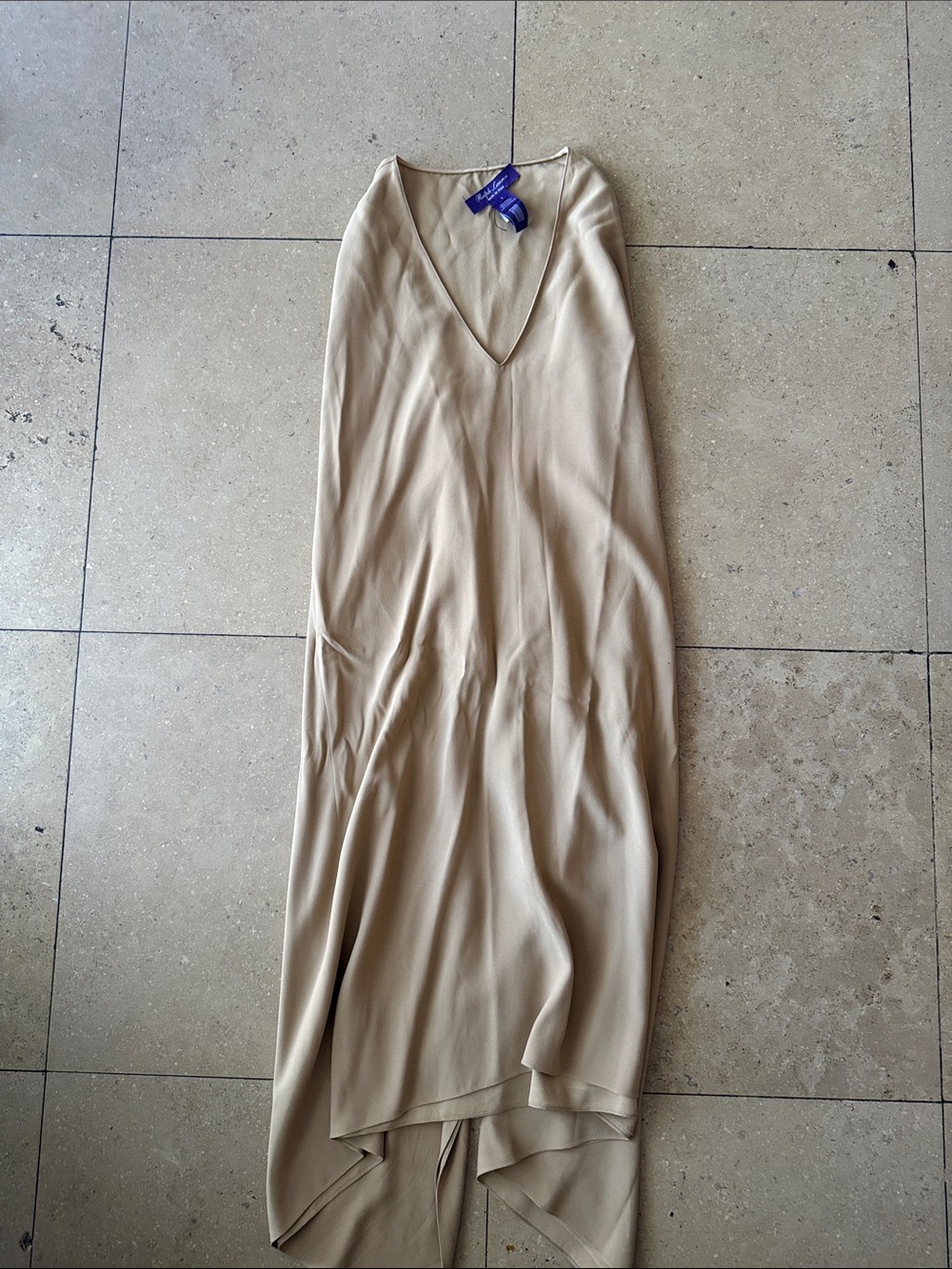 Ralph Lauren Purple Label Neutral Beige V-Neck Slip Dress